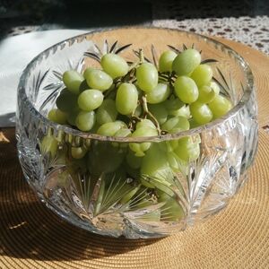 Vintage Large Cut Crystal Glass Fruit or Salad Bowl